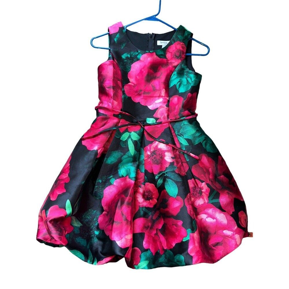 Speechless Girls Floral Dress 16 Pink Roses Fit Flare Pleated Satin Eras Tour L